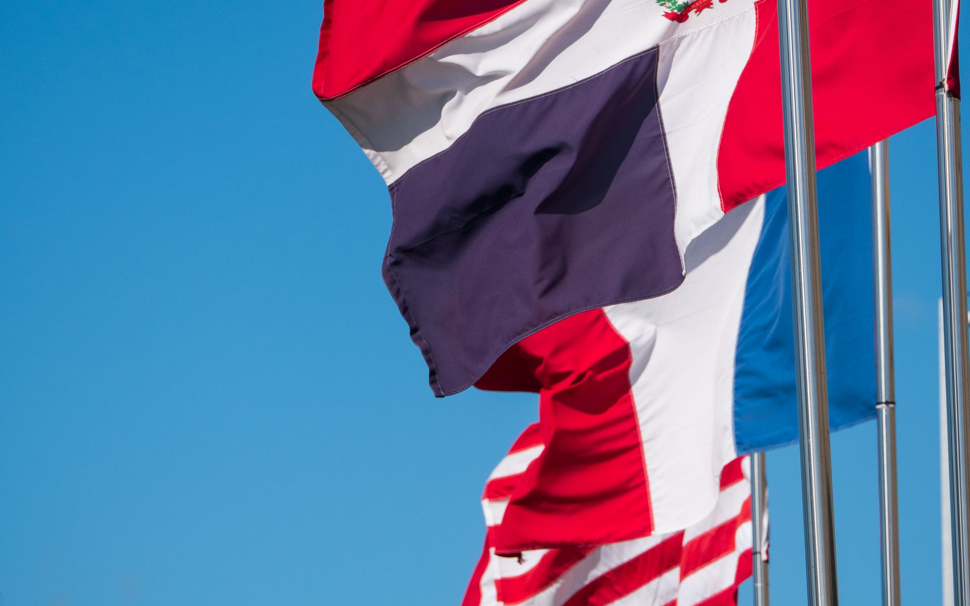 Dominican flags in Santiago de los Caballeros, the country's second city
