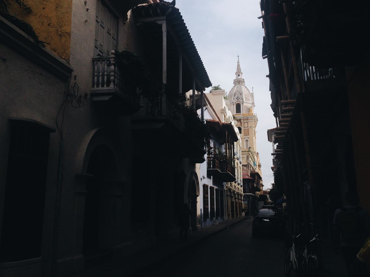 A colonial street in Cartagena, Colombia