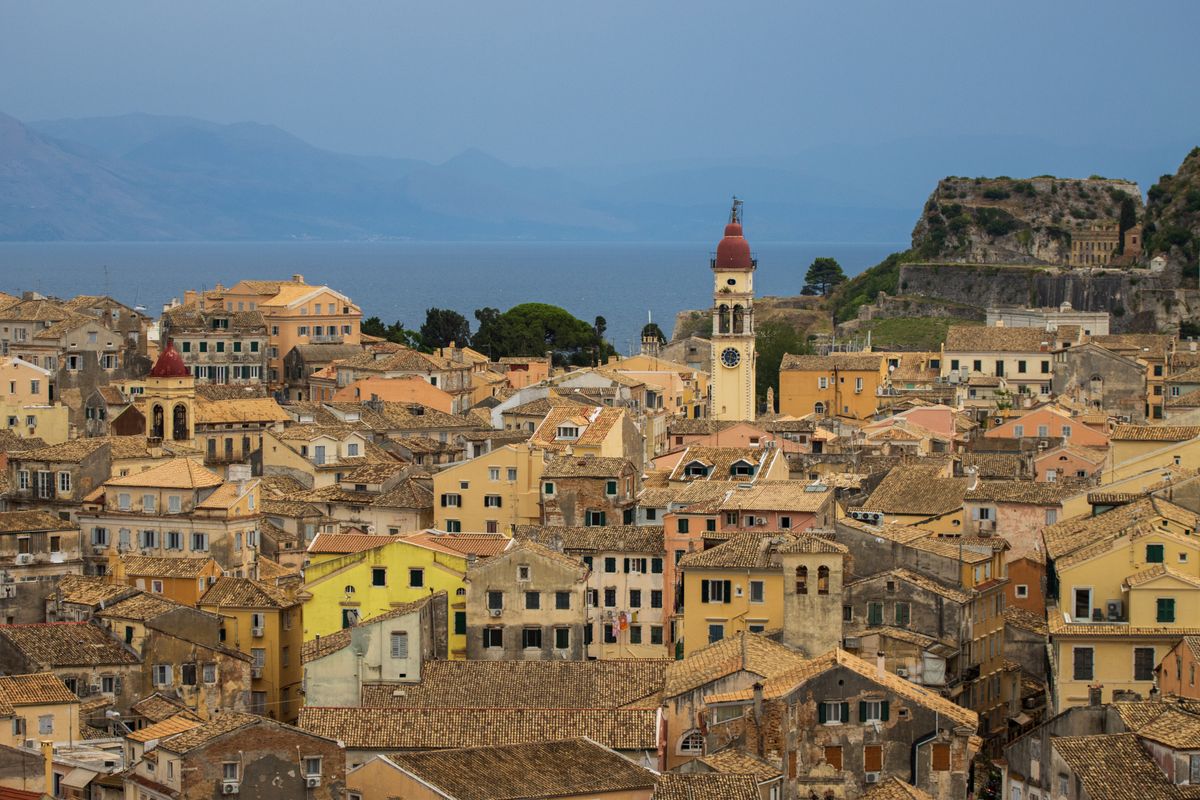 Corfu Old Town rooftops and the fortress