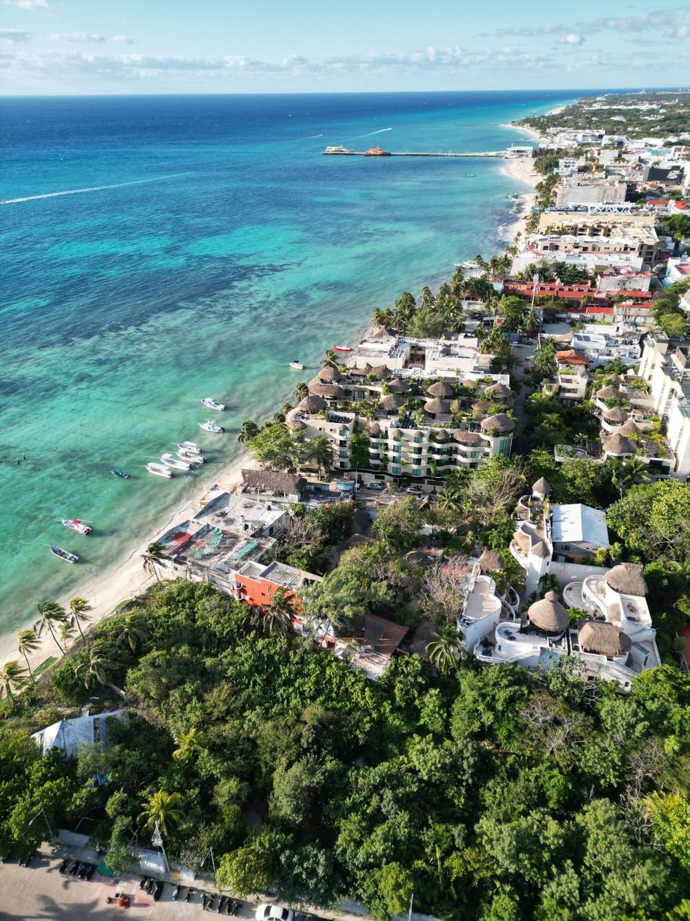 Aerial view of Playa del Carmen's beachfront
