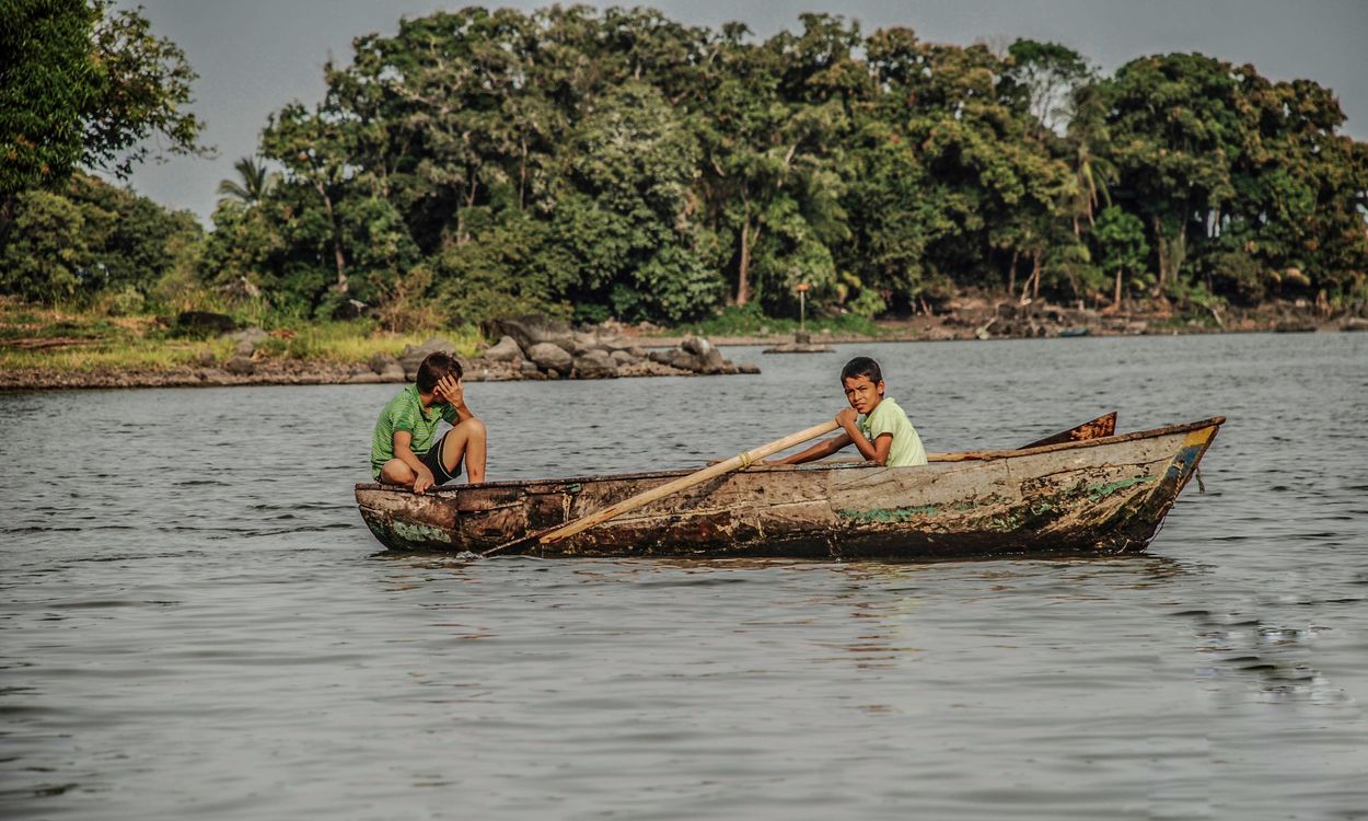 A wooden boat on Lake Nicaragua at Granada